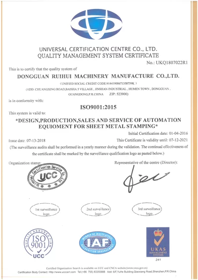 QUALITY MANAGEMENT SYSTEM CERTIFICATE 